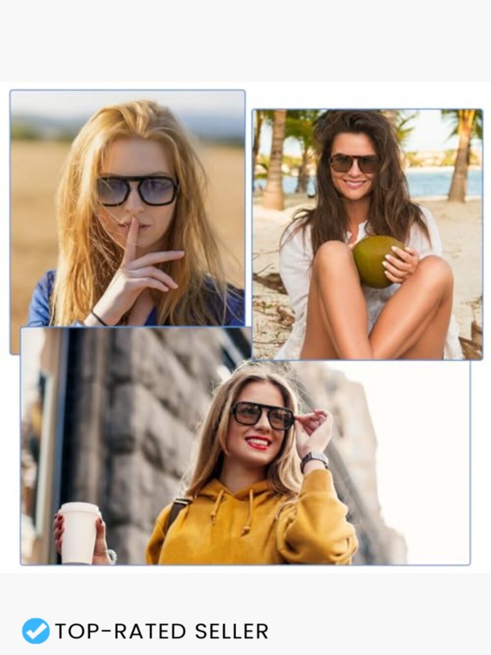 Retro Square Aviator Sunglasses Set of 3 Oversized Y2K Shades Unisex Trendy - Picture 7 of 7